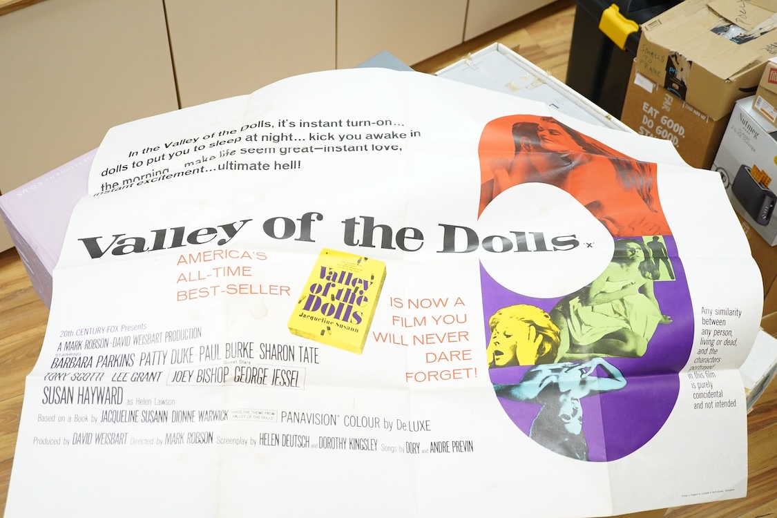 Three original 1960s/70s quad cinema advertising posters, 30” x 40”; the film version of Cabaret, printed by W.E. Berry Ltd. Valley of the Dolls, printed by Lonsdale & Bartholomew, Lady Sings the Blues, starring Diana Ro